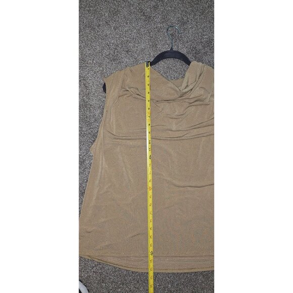 Worthington Womens Cowl Neck Sleeveless Blouse 1X Tan Polyester Blend - Picture 6 of 7